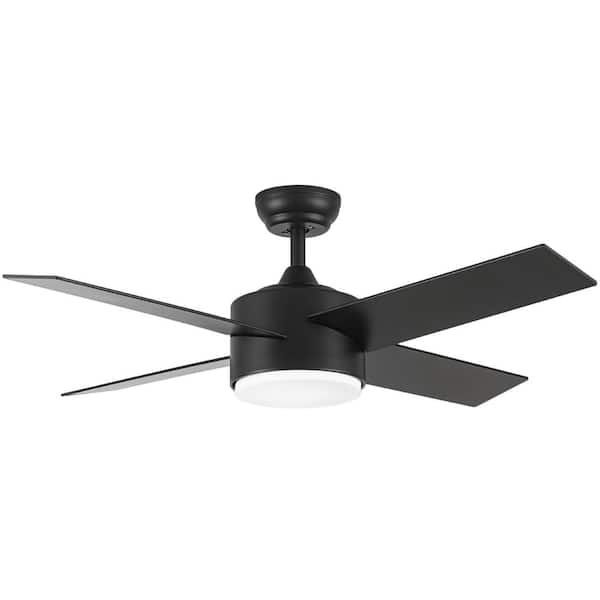 PUDO 44 in. Integrated LED Indoor Black Ceiling Fan Lighting with 4 Blades