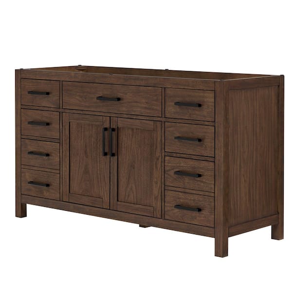 Beckett 59 in. Bath Vanity Cabinet without Top in Dark Walnut