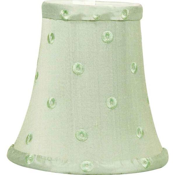Finishing Touch Stretch Bell Lagoon Blue Dupione Silk Chandelier Shade with Embroidered Circle Pattern