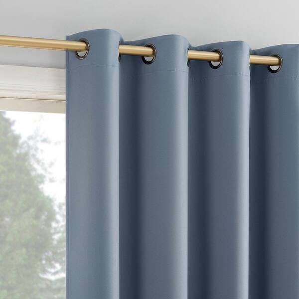 Sun Zero Oslo Blackout Grommet Curtain Panel – 52x54, Haze Color, Theater Grade 100% Blackout
