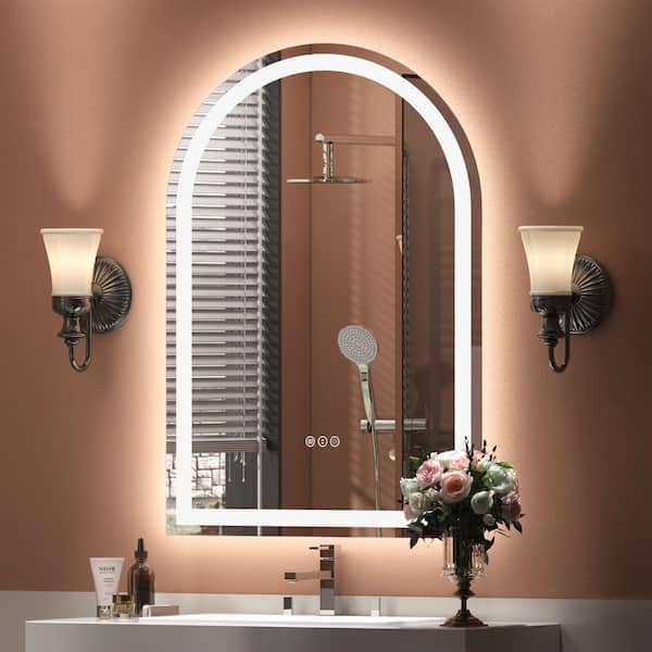 22 in. W x 30 in. H Arch Frameless Super Bright 192 LEDs/M Lighted Anti-Fog Tempered Glass Wall Bathroom Vanity Mirror