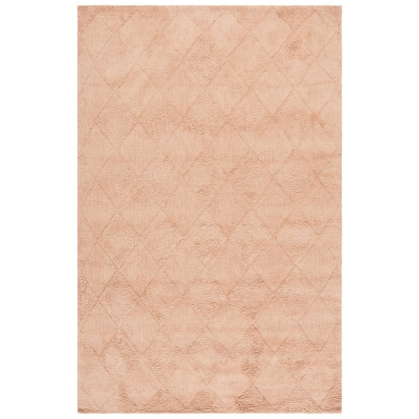 Easy Care Orange 5 ft. x 8 ft. Machine Washable High-Low Diamond Solid Area Rug