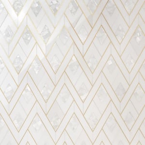 Kappa Pearl White 12.12 in. x 15.59 in. Polished Marble and Brass Mosaic Wall Tile (1.31 sq. ft./ each)