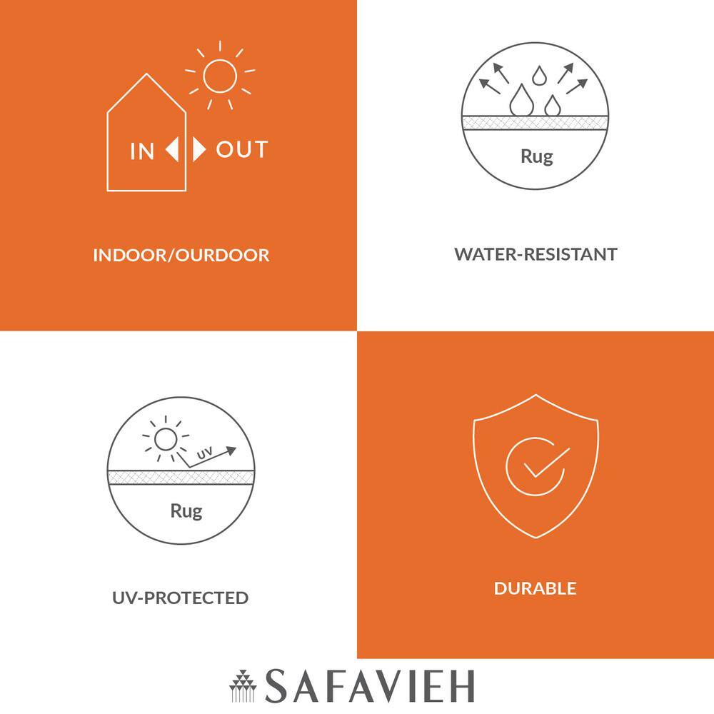 Beige and Green Synthetic Reversible Indoor/Outdoor Runner Rug