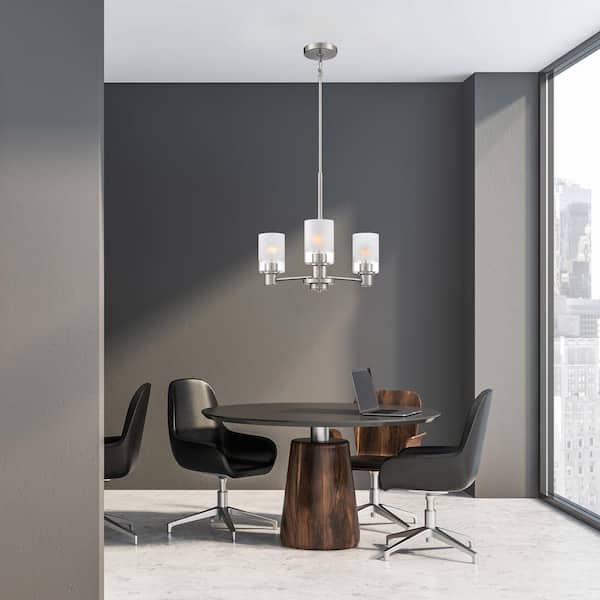 Cedar Lane 3-Light Brushed Nickel Modern Sputnik Chandelier for Dining Areas with No Bulbs Included