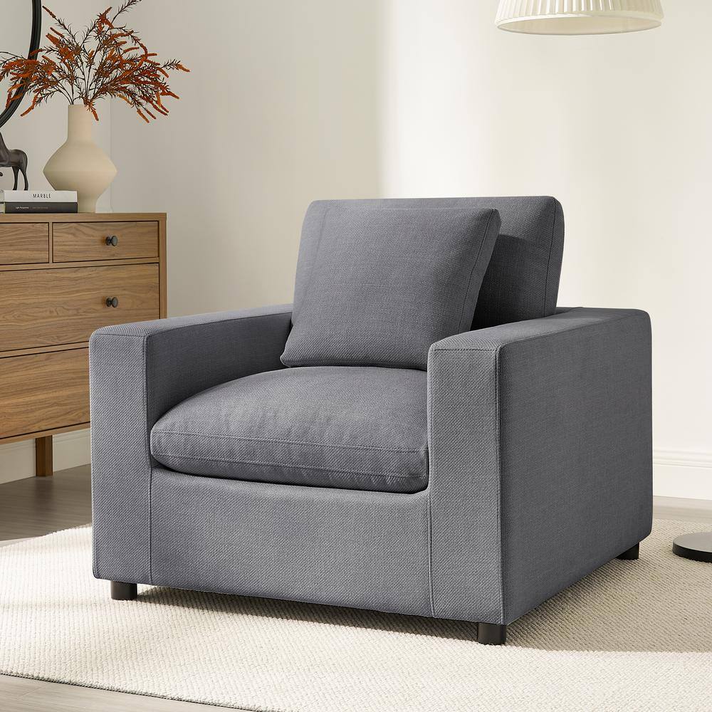 Casella Charcoal Polyester Fabric Arm Chair