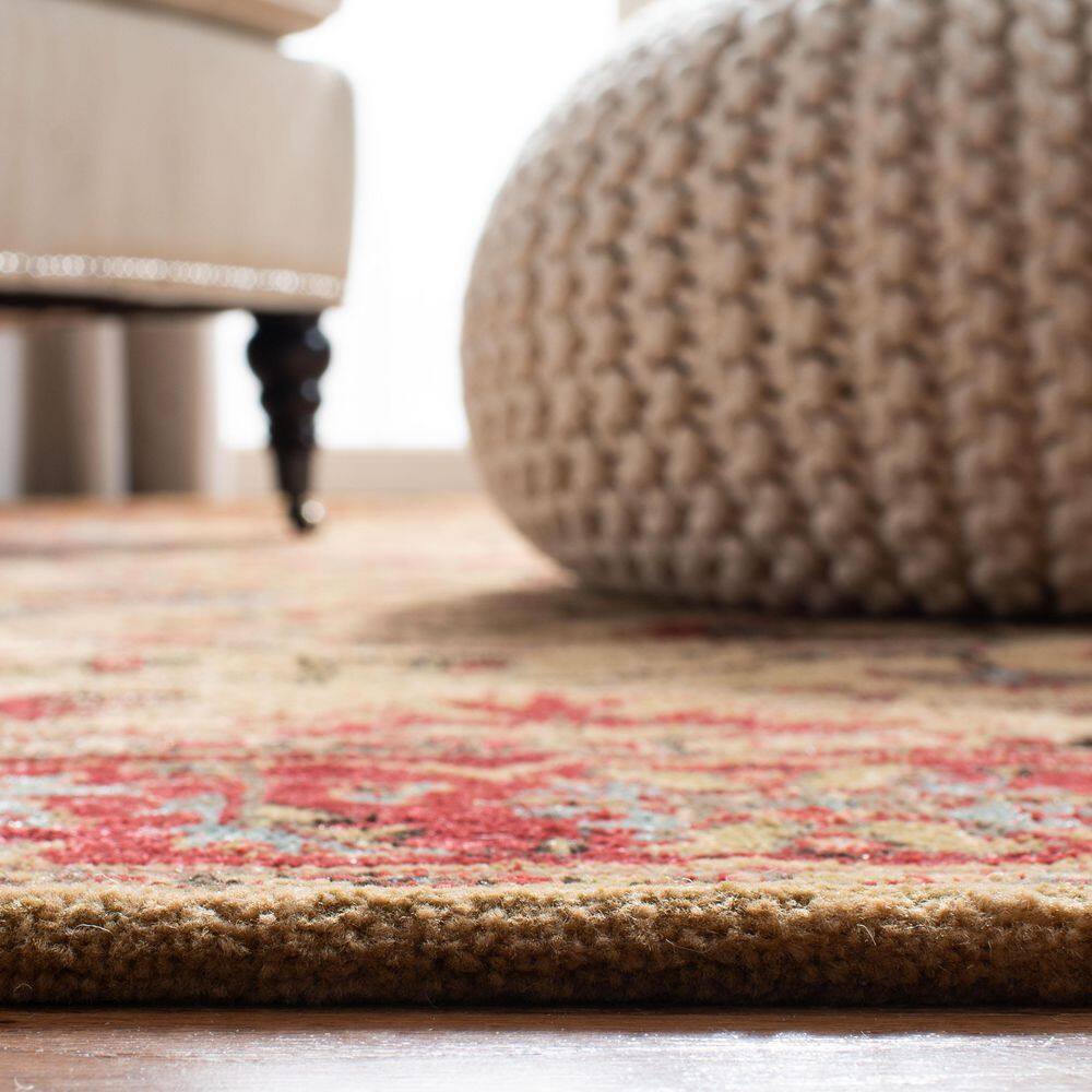 Rectangular Red Synthetic Stain-Resistant Area Rug