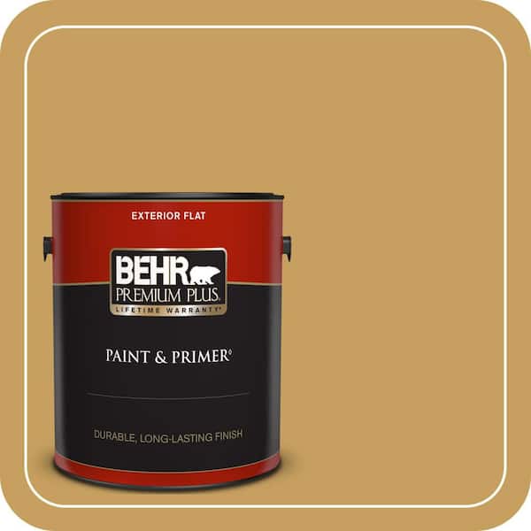 BEHR PREMIUM PLUS 1 gal. #M300-5 Ginger Jar Flat Exterior Paint & Primer