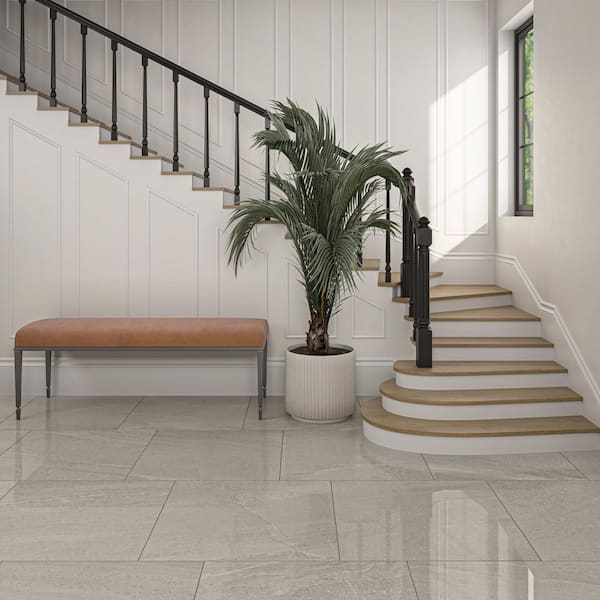 Calgary Fog 24 in. x 24 in. Polished Porcelain Floor and Wall Tile (15.21 sq. ft. /case)