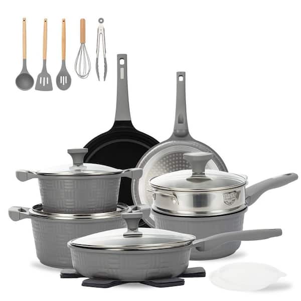 22-Piece Nonstick Cookware Set with Frying Pans, Saucepan, Stock Pots, Lids, Utensils, Induction Compatible
