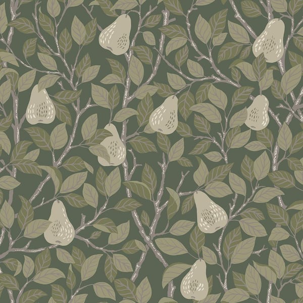 A-Street Prints Pirum Green Pear Non Woven Paper Wallpaper