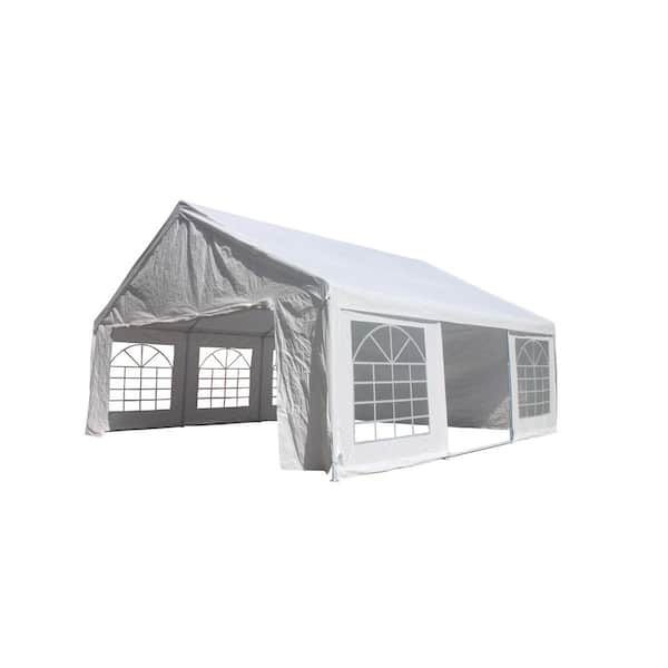 20 ft. x 20 ft. White Party Tent Heavy Duty Marquee Canopy Outdoor Wedding Events Shelter Tent with Storage Carry Bags