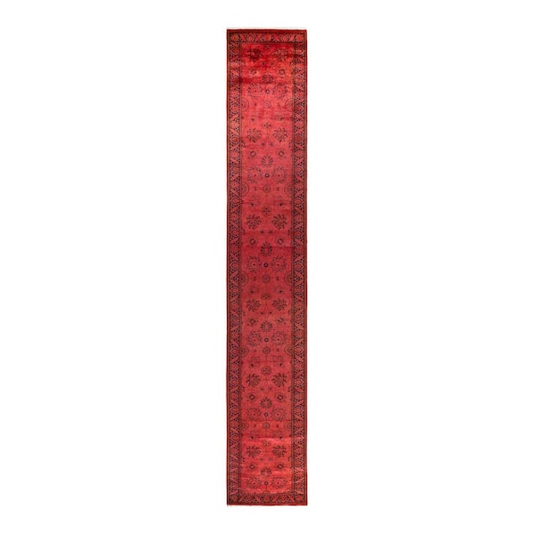 Overdyed Orange 3 ft. x 16 ft. Solid Wool Indoor Runner Rug