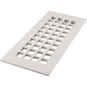 Square Series 10 in. x 4 in. White Aluminum Grille Vent Cover for Home Floors and Walls with Mounting Holes