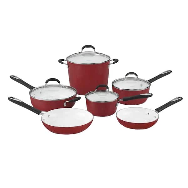 Cuisinart 10-Piece Red Cookware Set with Lids