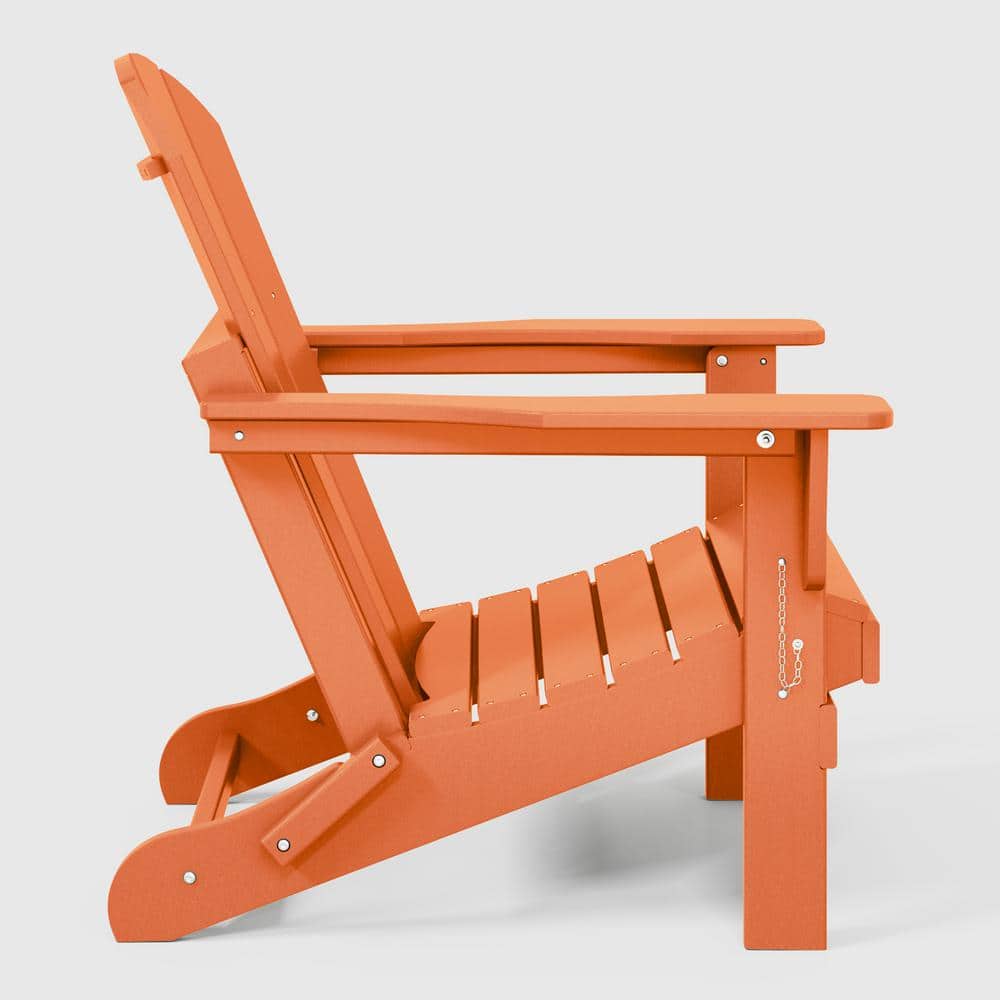 Orange HDPE Folding Adirondack Chairs Set of 2