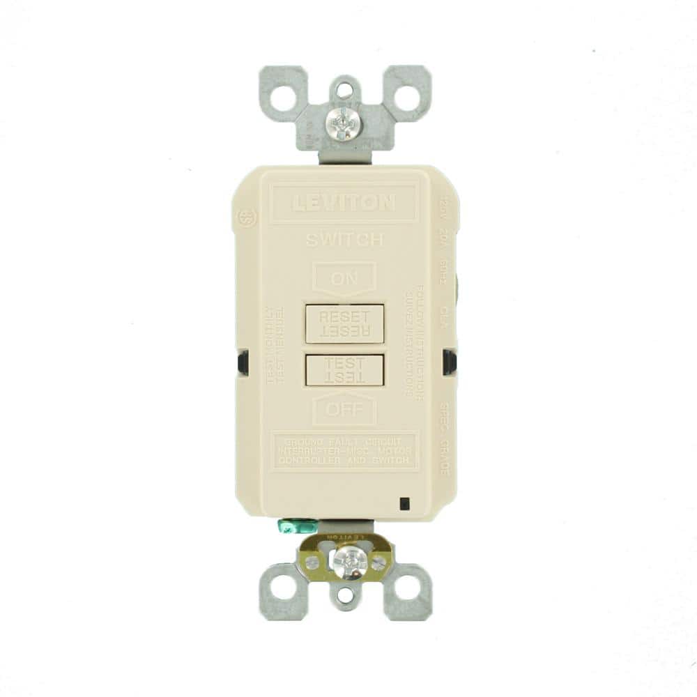 Light Almond 20 Amp Slim Blank Face GFCI with LED Indicator