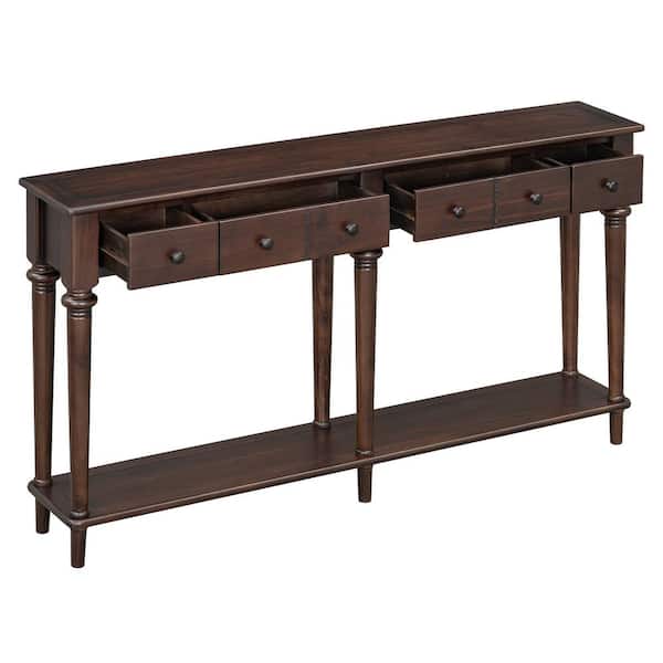 59.8 in. W x 11 in. D x 34 in. H Bathroom Brown Linen Cabinet