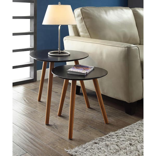 Convenience Concepts Oslo Black and Natural Nesting End Tables