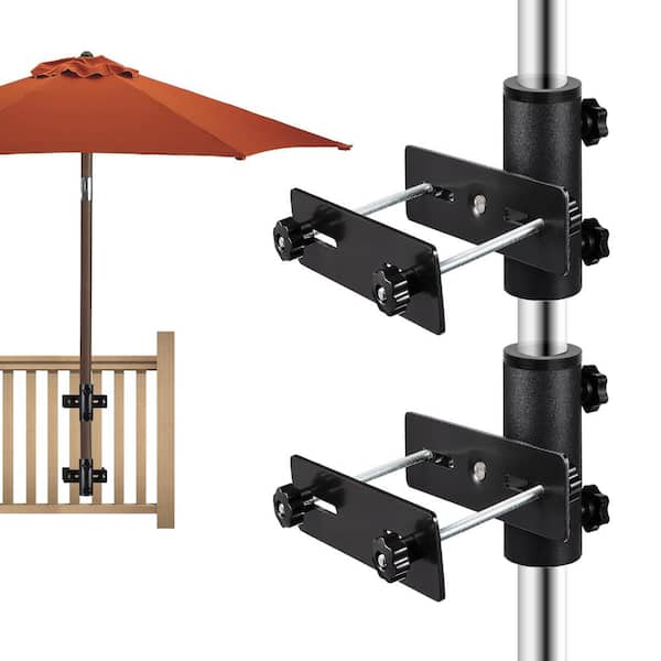 clamp for patio umbrella 1.25 in to 1.9 in Patio Umbrella Holder Adjustable Deck Railing Clamp Black  1 Piece GSL3260