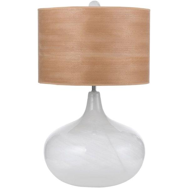 AF Lighting Horizon Playa 27 in. Blown Glass Table Lamp with Wood Veneer Shade