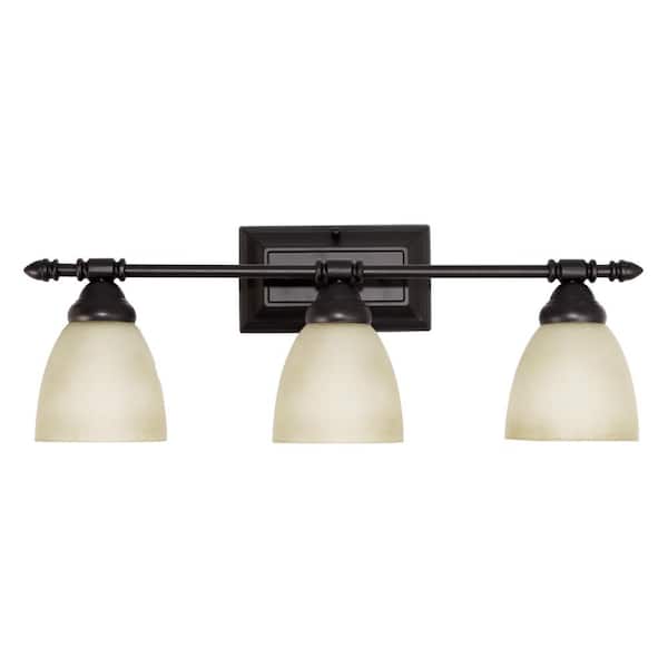 Apollo 23.75 in. 3-Light Oil Rubbed Bronze Transitional Vanity Light with Alabaster Glass Shades