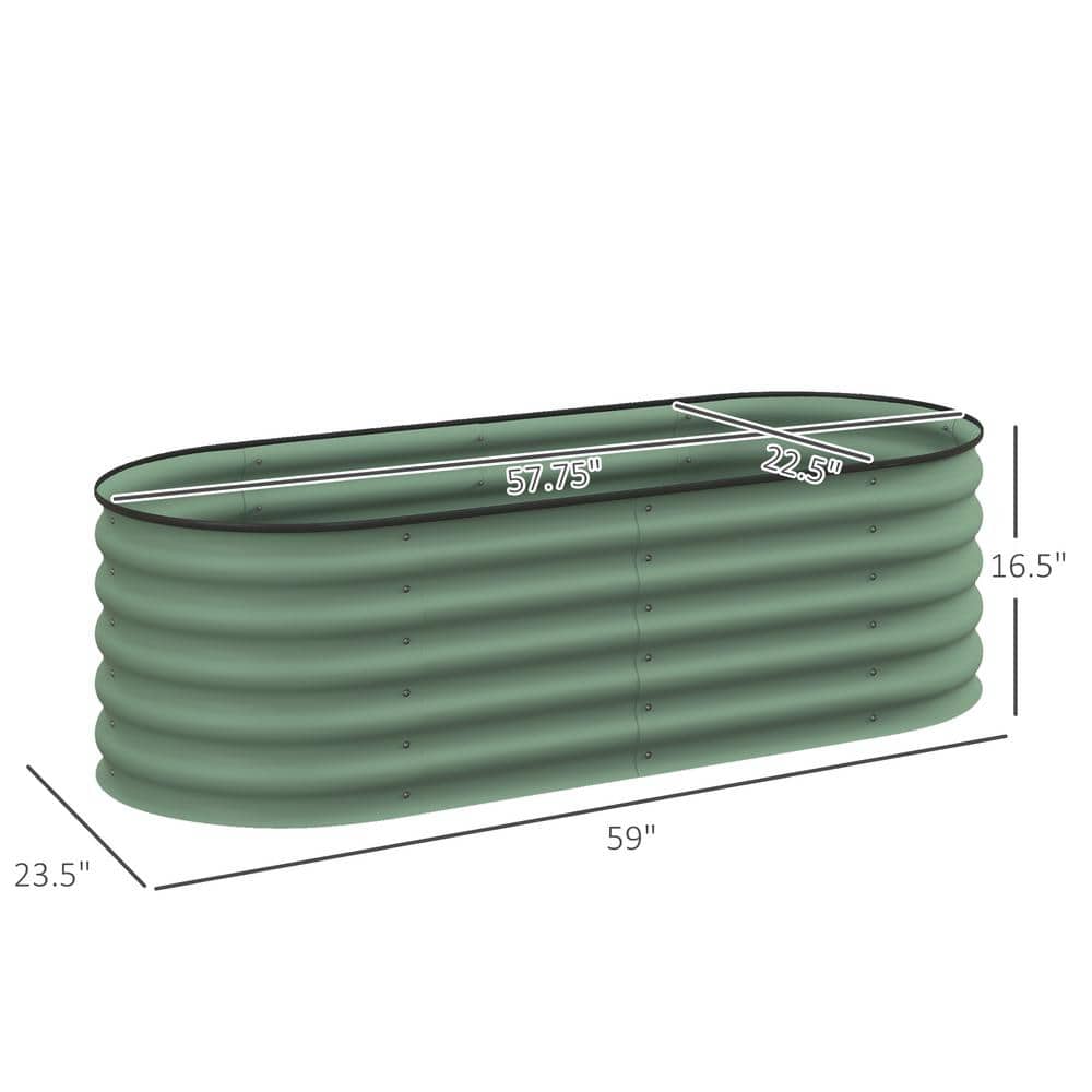 Green Galvanized Steel Raised Garden Bed with Safety Edging