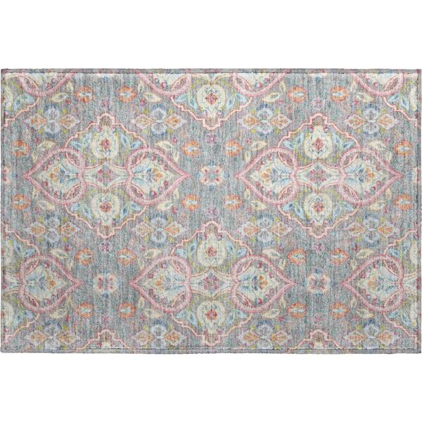 Mayfield Premium Machine Washable Abstract AMF2207 Gray 2 ft. x 3 ft. Accent Rug