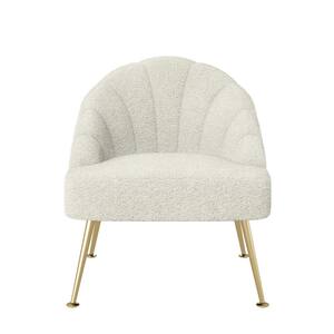 Appleby in Cream Faux-Shearling Fabric Modern Channel Tufted Shell Chair