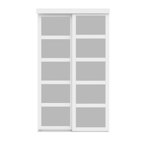 Colonial Elegance 72 In X 80 5 Lite Indoor Studio Mdf Wood With Vinyl Frame And Frosted Glass Sliding Closet Door Is725litew Frosted Glass Sliding Closet Door, Sliding Vinyl Closet Doors