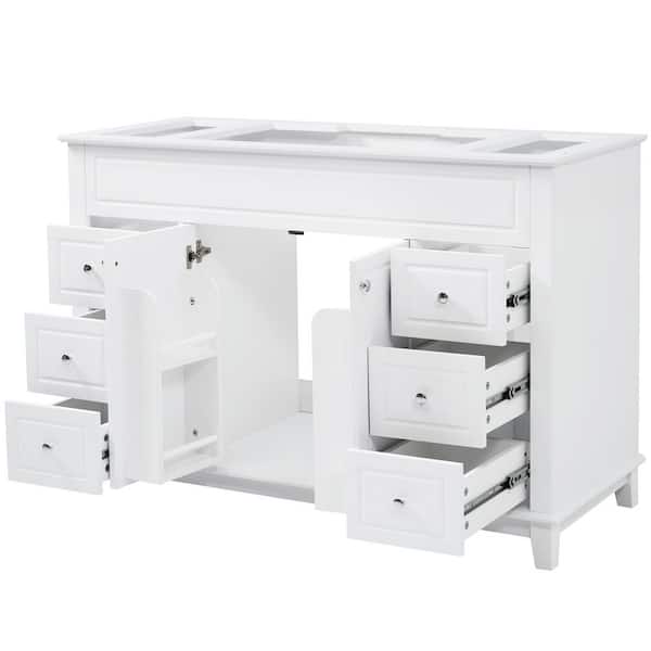 45.75 in. Bath Vanity Cabinet without Top in White with 6 Drawers & Double Doors Unassembled