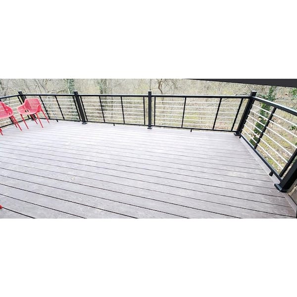 Weatherables Cornell 36 in. H x 72 in. W Textured Black and Silver Horizontal Aluminum Rod Straight Railing Kit