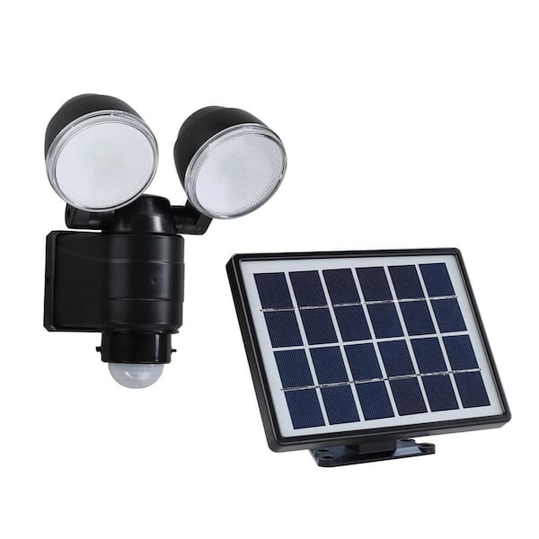 Link2Home 700 Lumens 110-Degree Black Dual Head Motion Activated Outdoor Solar LED Security Flood Light