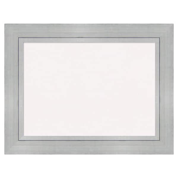 Amanti Art Romano Silver Wood White Corkboard 35 in. x 27 in. Bulletin Board Memo Board