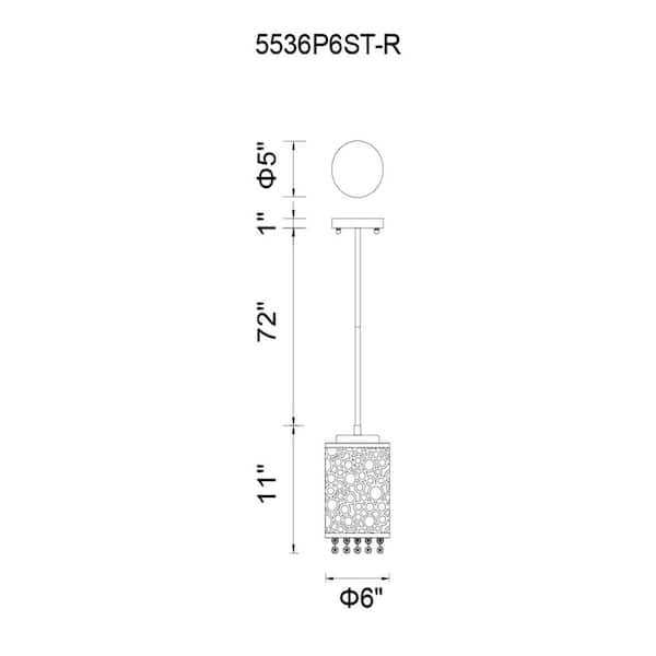 Bubbles 1 Light Drum Shade Mini Pendant With Chrome Finish