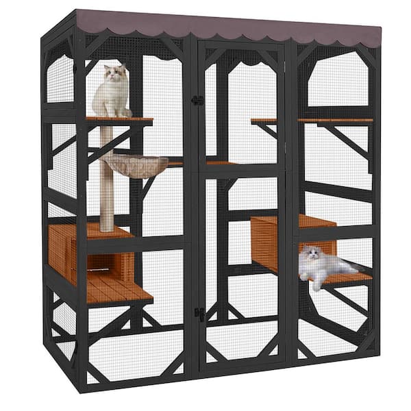 Walk-in Large Cat Enclosure with Roof Tarp-Connects to Windows or Cat Doors