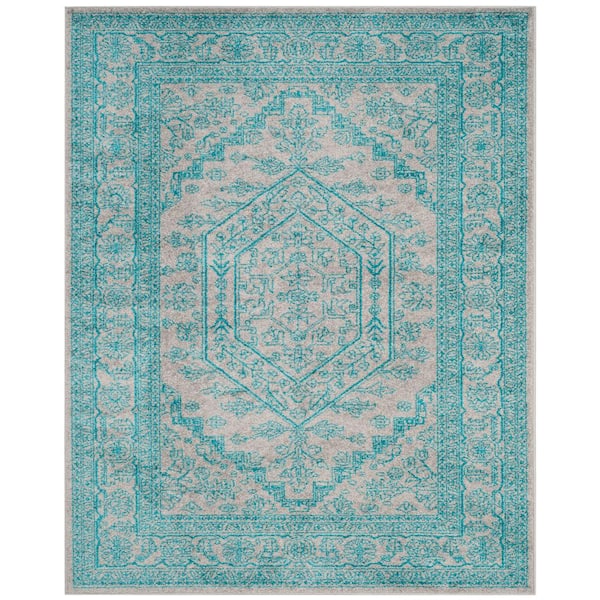 SAFAVIEH Adirondack Light Gray/Teal 8 ft. x 10 ft. Border Area Rug