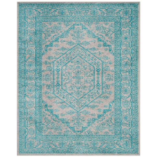 SAFAVIEH Adirondack Light Gray/Teal 8 ft. x 10 ft. Border Medallion Area Rug