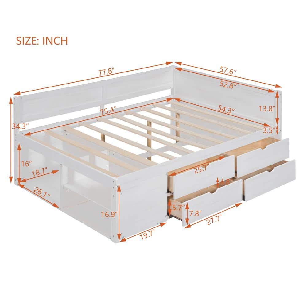 Gray Full Size Daybed with Drawers and Shelves - thumbnail 3