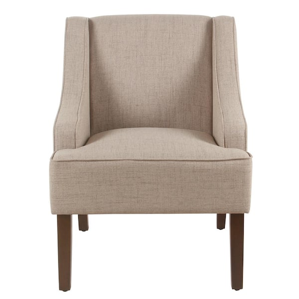 Homepop Linen-look Sand Classic Swoop Arm Accent Chair
