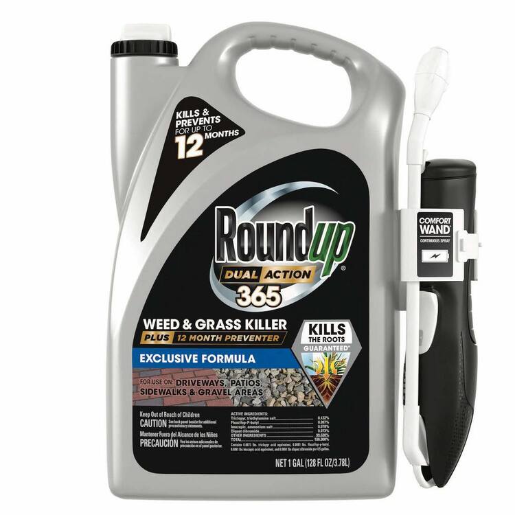 Roundup 1 Gal. Dual Action 365 Weed and Grass Killer Plus 12-Month Preventer with Comfort Wand, Kills, Prevents for up to 1-Year
