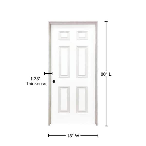 Steves & Sons 30 in. x 80in. RH 6-Panel Textured White Primed