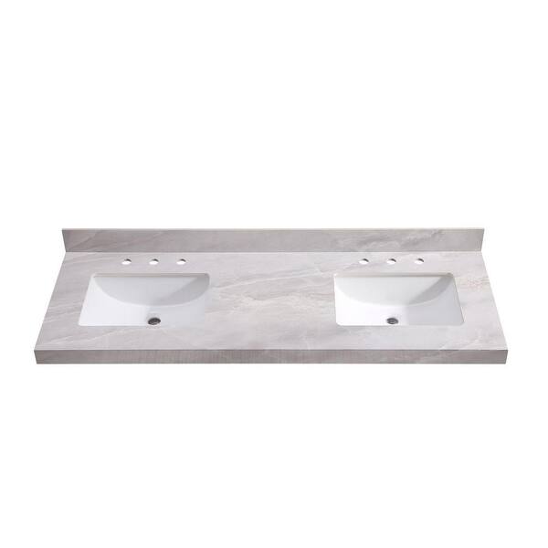 RoomyLife 61 in. W x 22 in. D Ceramic Porcelain Contemporary
