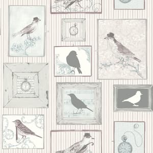 Framed Birds Lilac Vinyl Strippable Roll (Covers 56 sq. ft.)
