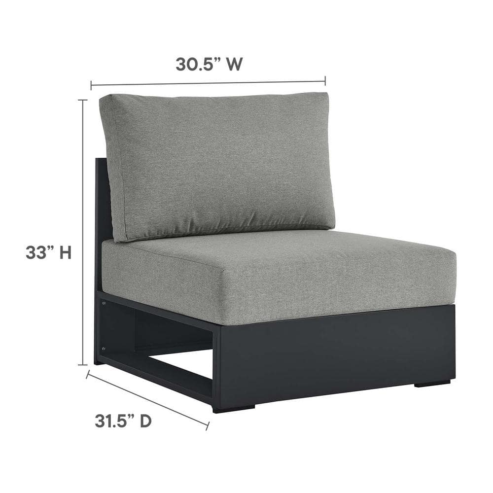 Gray Aluminum Armless Patio Chair with Weather-Resistant Cushions