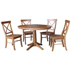 Distressed Oak 48 in. Oval Dining Table with 4-X Back Side Chairs (5-Piece)