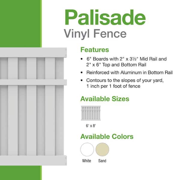 Barrette Outdoor Living Palisade 6 ft. x 8 ft. White Shadowbox Vinyl Fence Panel