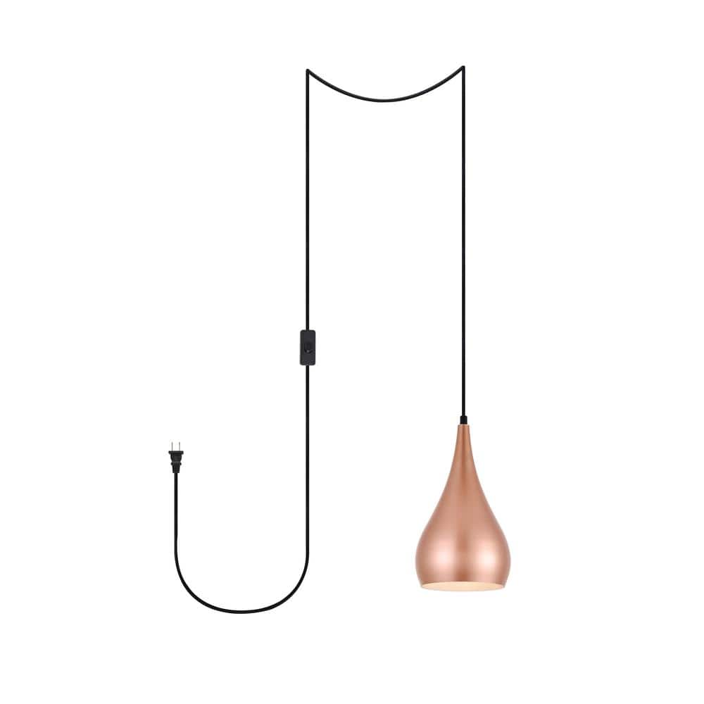 Home Living 40-Watt 1-Light Honey Gold Shaded Pendant Light with Aluminium 