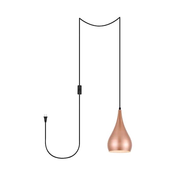 Unbranded Home Living 40-Watt 1-Light Honey Gold Shaded Pendant Light with Aluminium Shade, No Bulbs Included