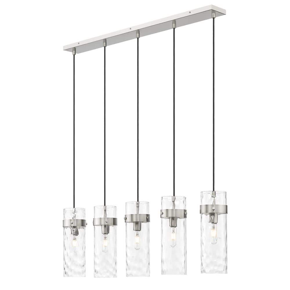 Fontaine 5 Light Brushed Nickel Linear Chandelier for Indoor Use with No Bu